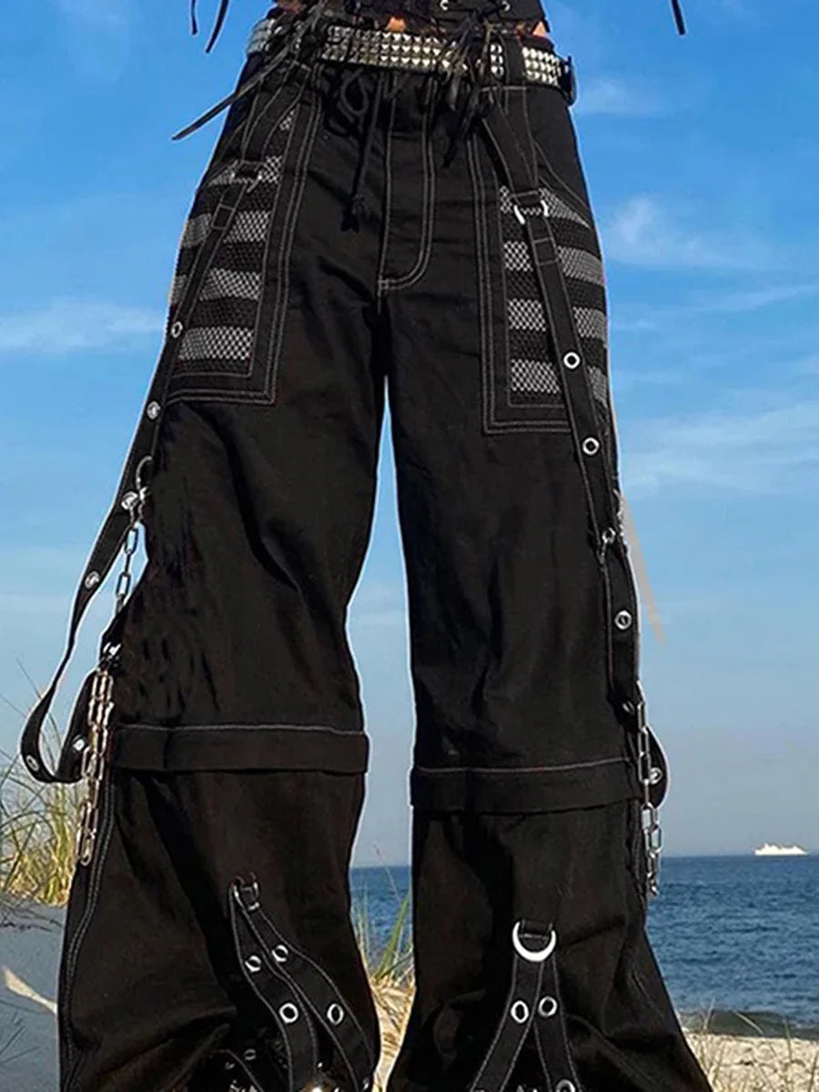 Striped Cargo Denim Pants