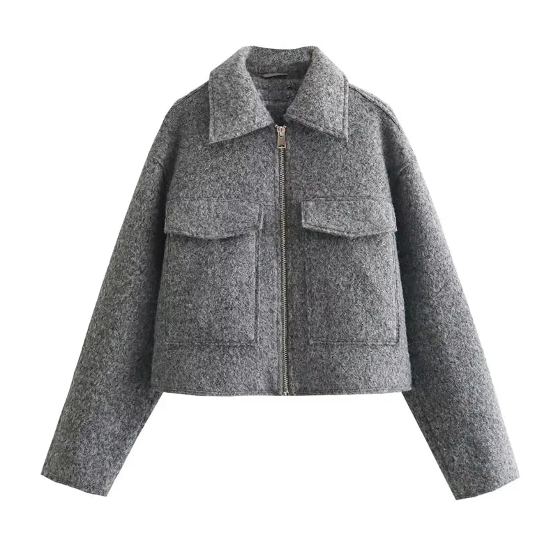 Tweed Cropped Zip Jacket