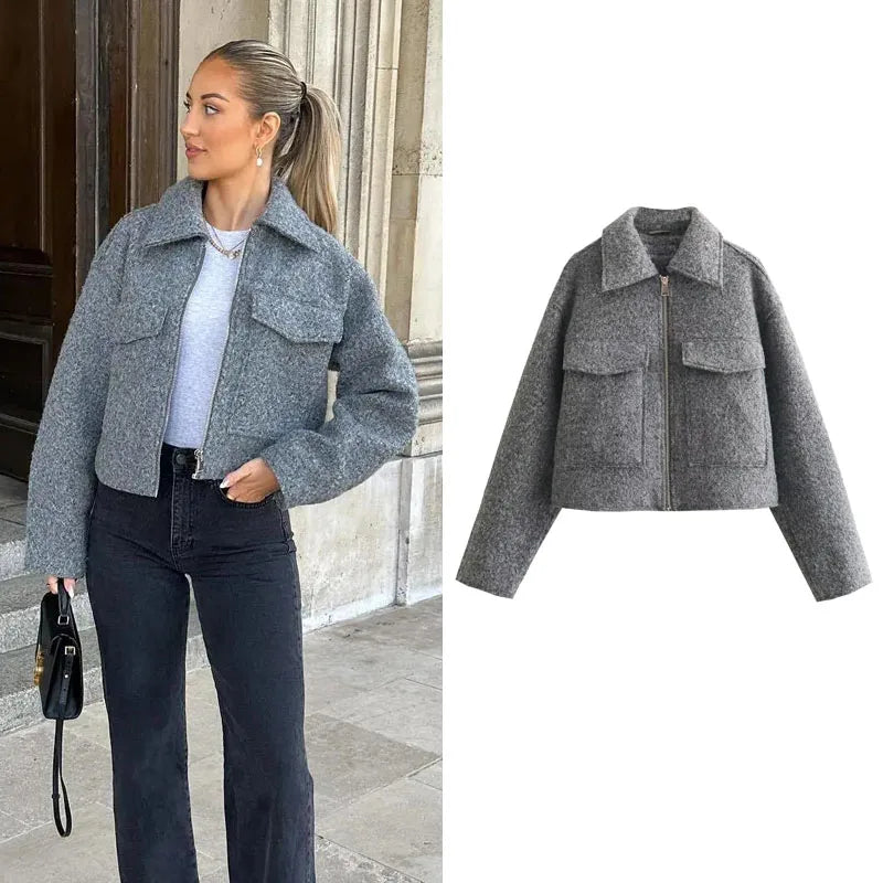 Tweed Cropped Zip Jacket