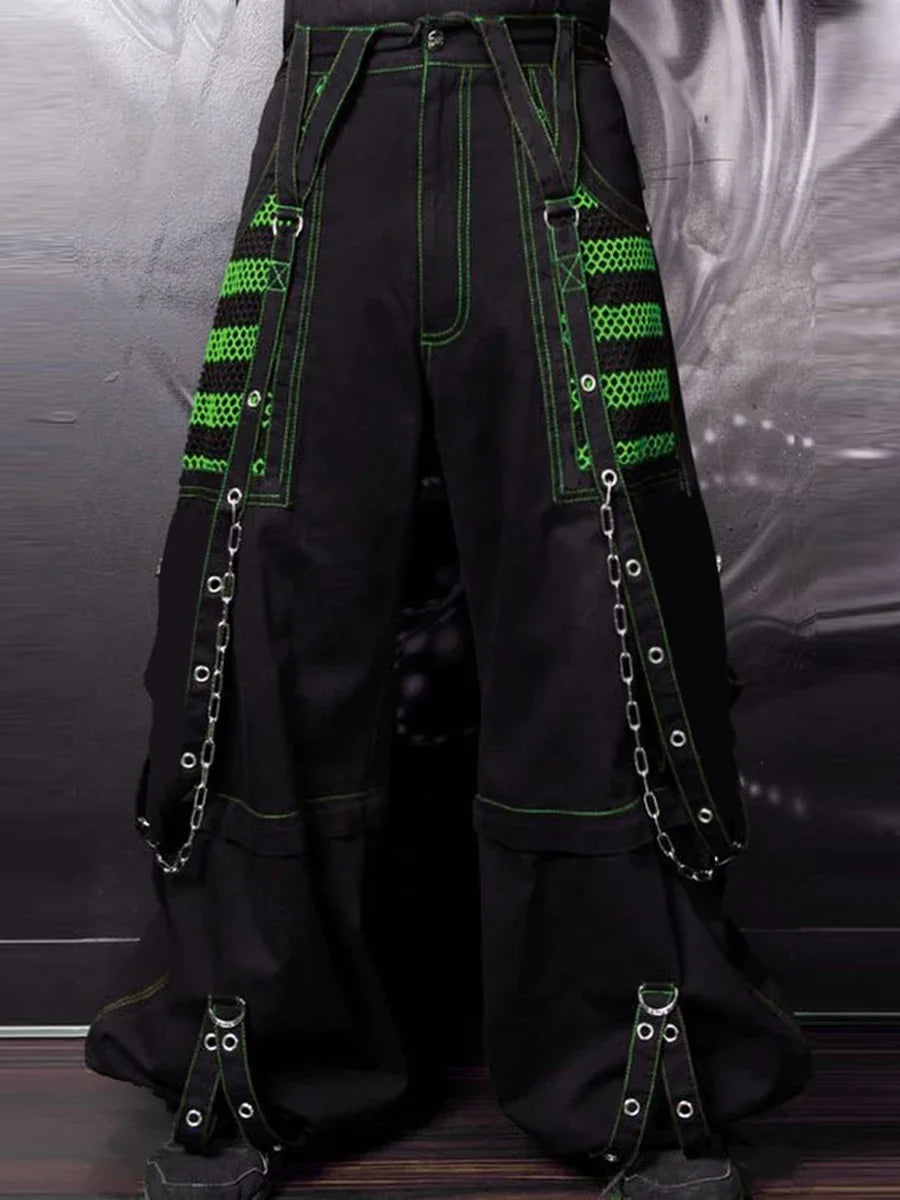 Striped Cargo Denim Pants