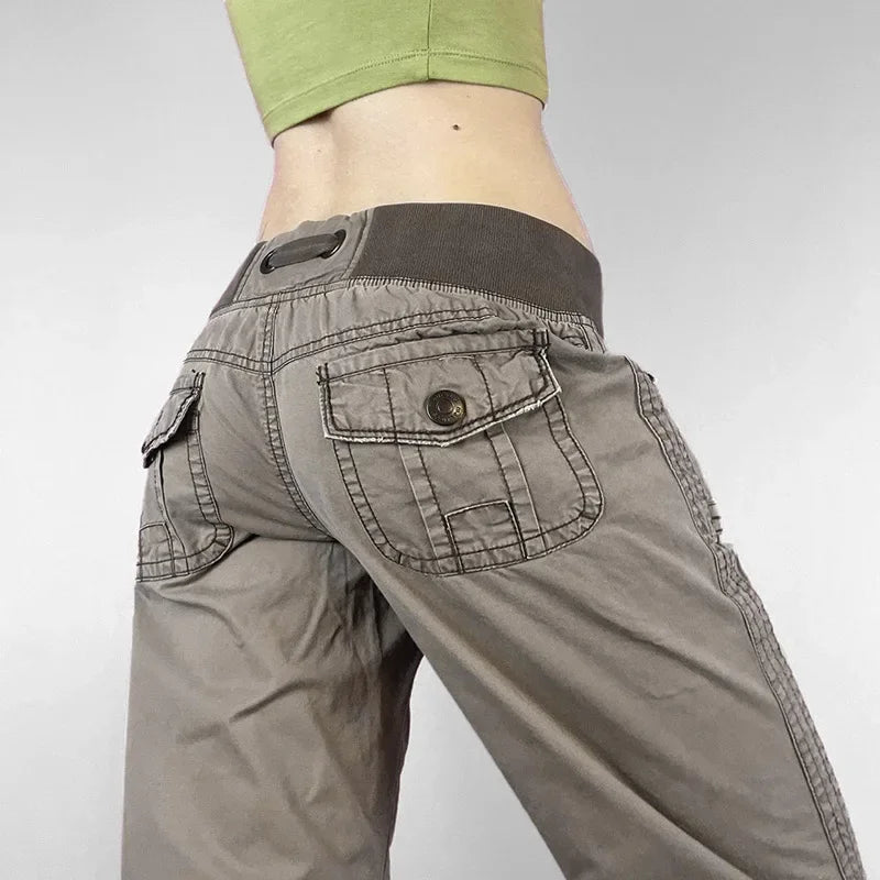 Retro Patchwork Lace-Up Pants