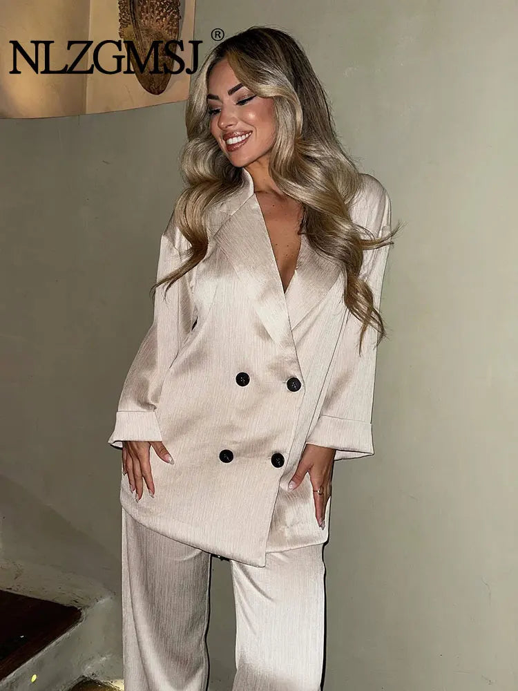 Double-Breasted Blazer & Pants Set