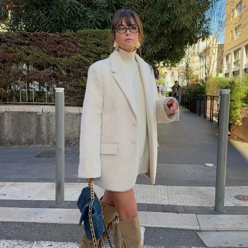 Faux Fur Long Blazer