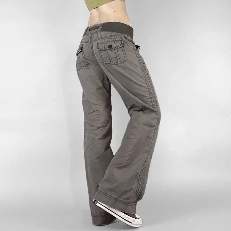 Retro Patchwork Lace-Up Pants